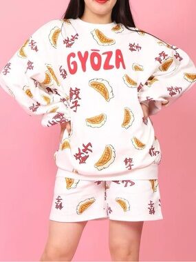 Punyus Gyoza Graphic Crewneck Sweatshirt and shorts set